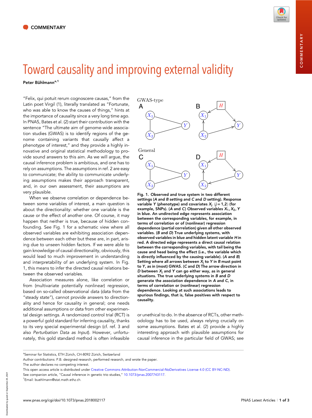 Toward Causality and Improving External Validity COMMENTARY Peter Bühlmanna,1