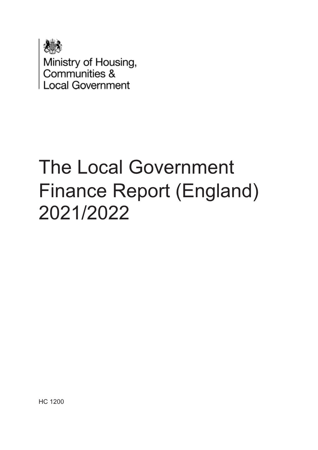 The Local Government Finance Report (England) 2021/2022