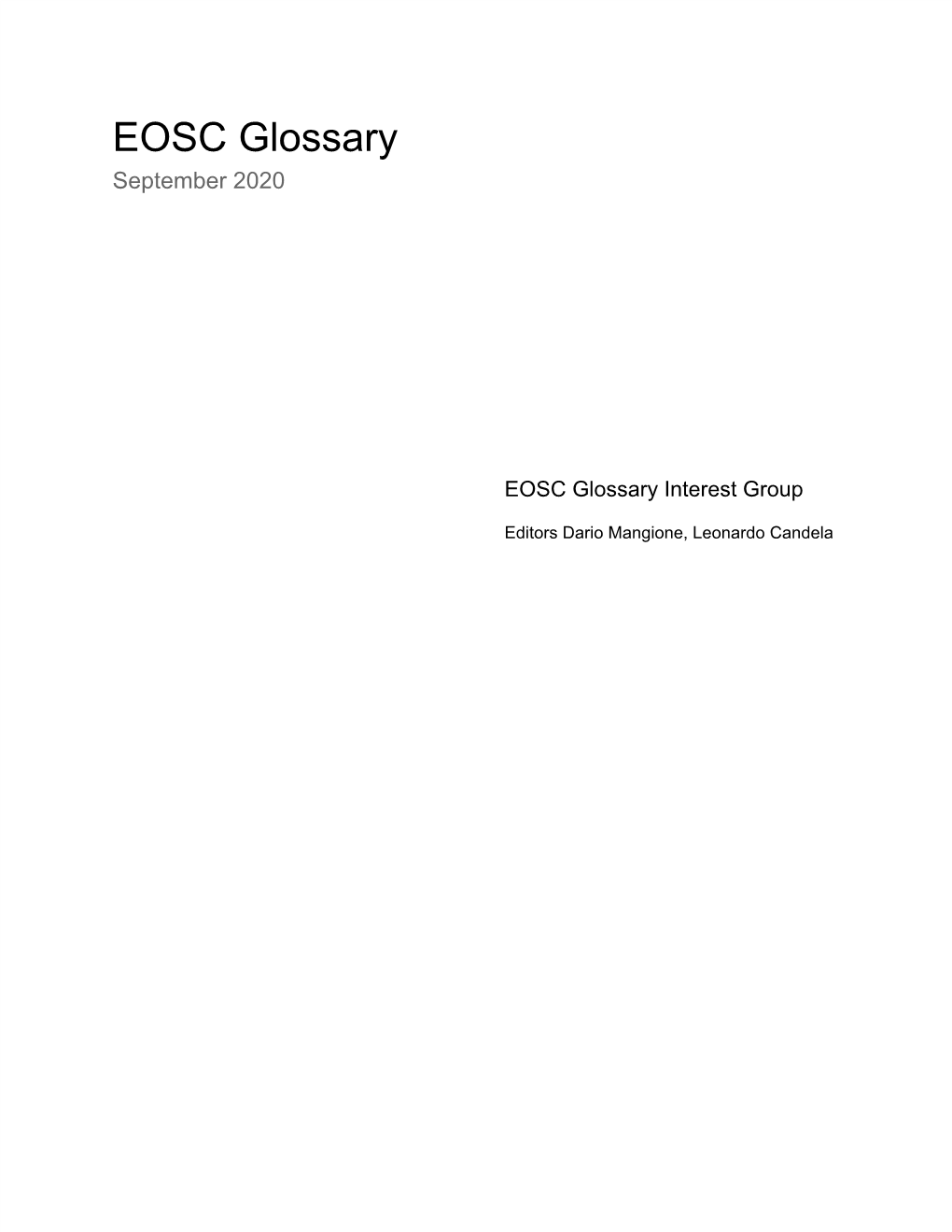 EOSC Glossary September 2020