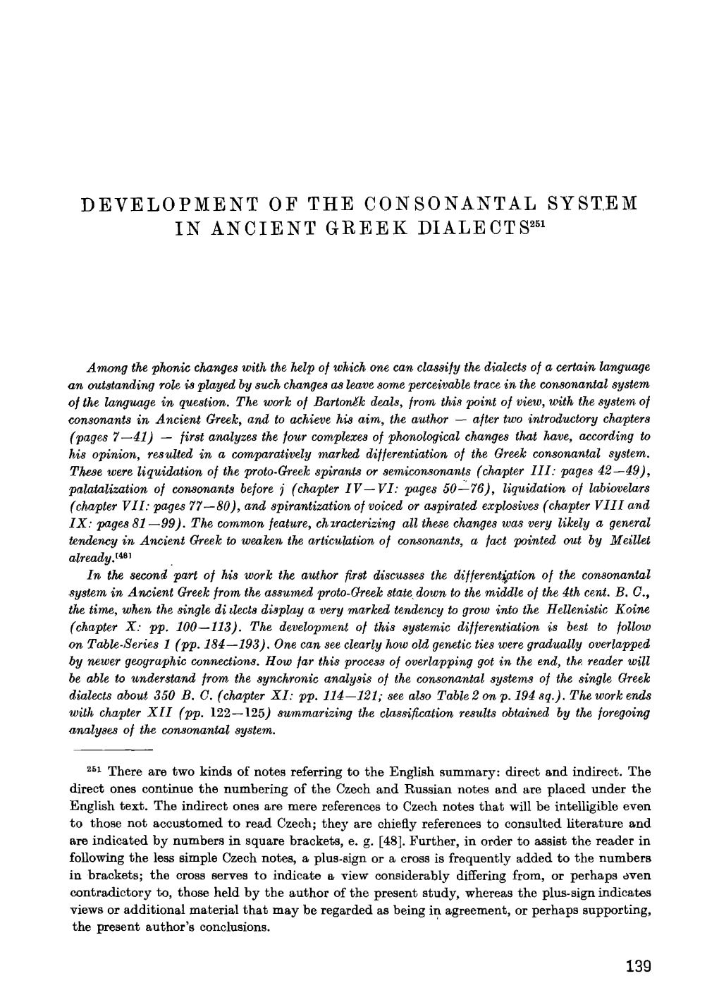 Development of the Consonantal System in Ancient Greek Dialects251