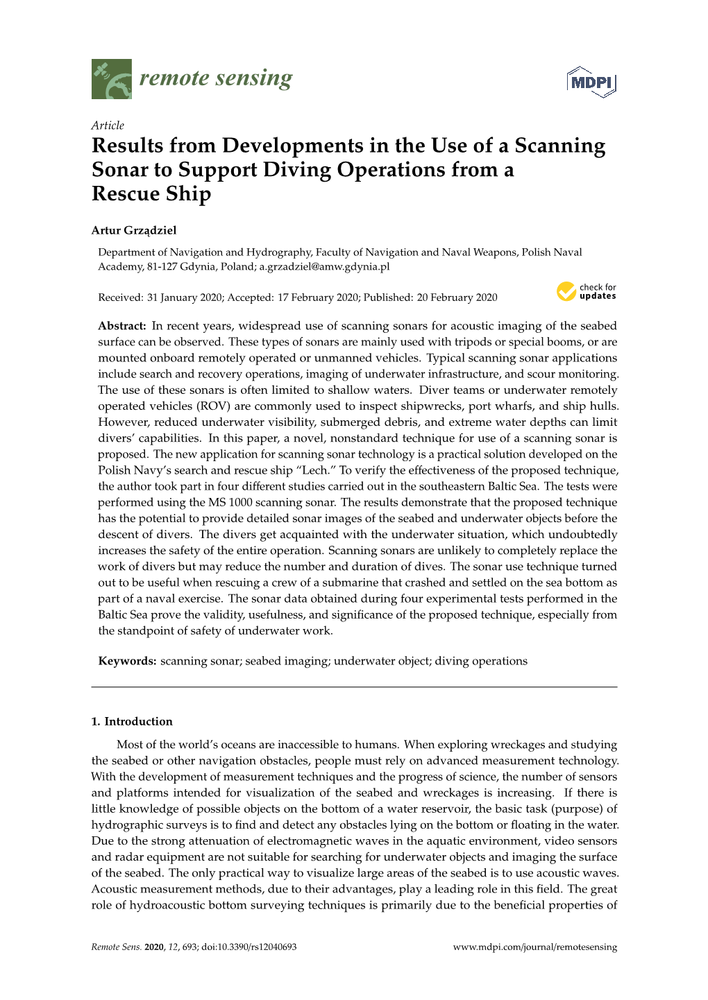 Results from Developments in the Use of a Scanning Sonar to Support Diving Operations from a Rescue Ship