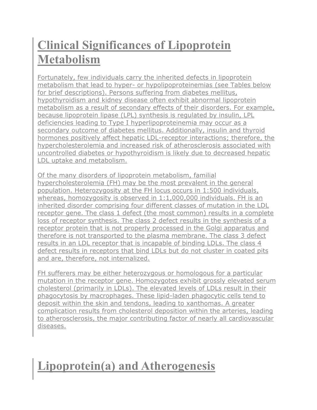 Clinical Significances of Lipoprotein Metabolism