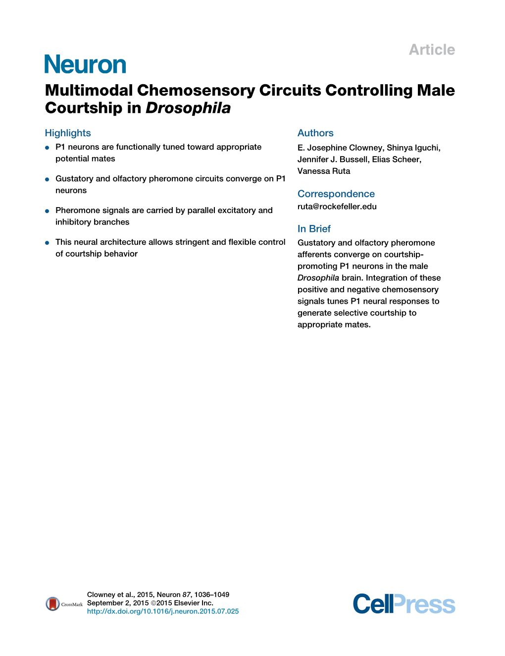 Multimodal Chemosensory Circuits Controlling Male Courtship in Drosophila