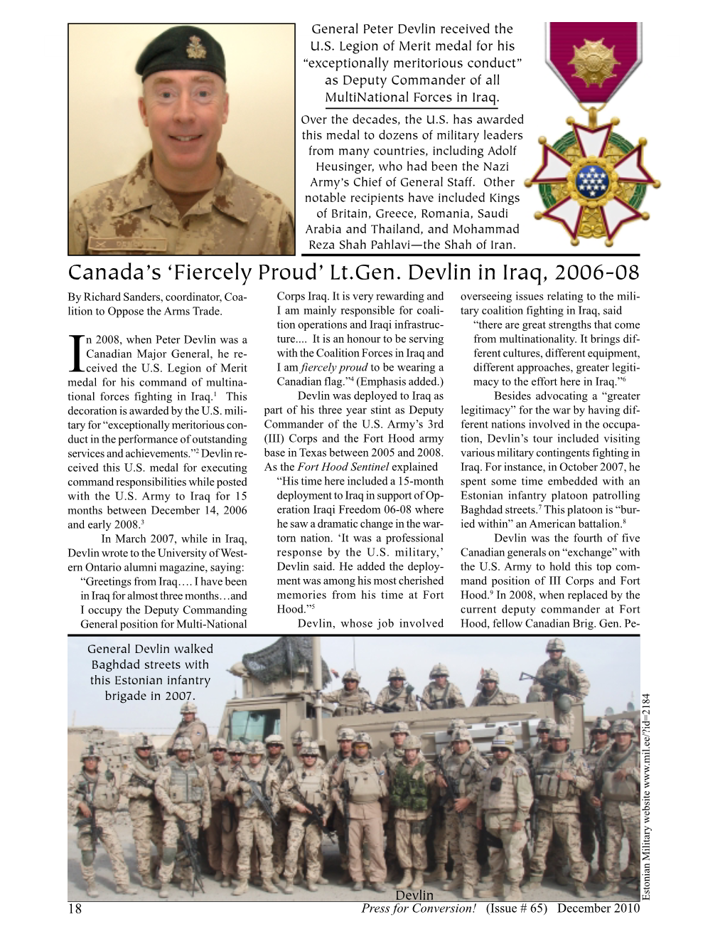 Lt.Gen. Devlin in Iraq, 2006-08 by Richard Sanders, Coordinator, Coa- Corps Iraq