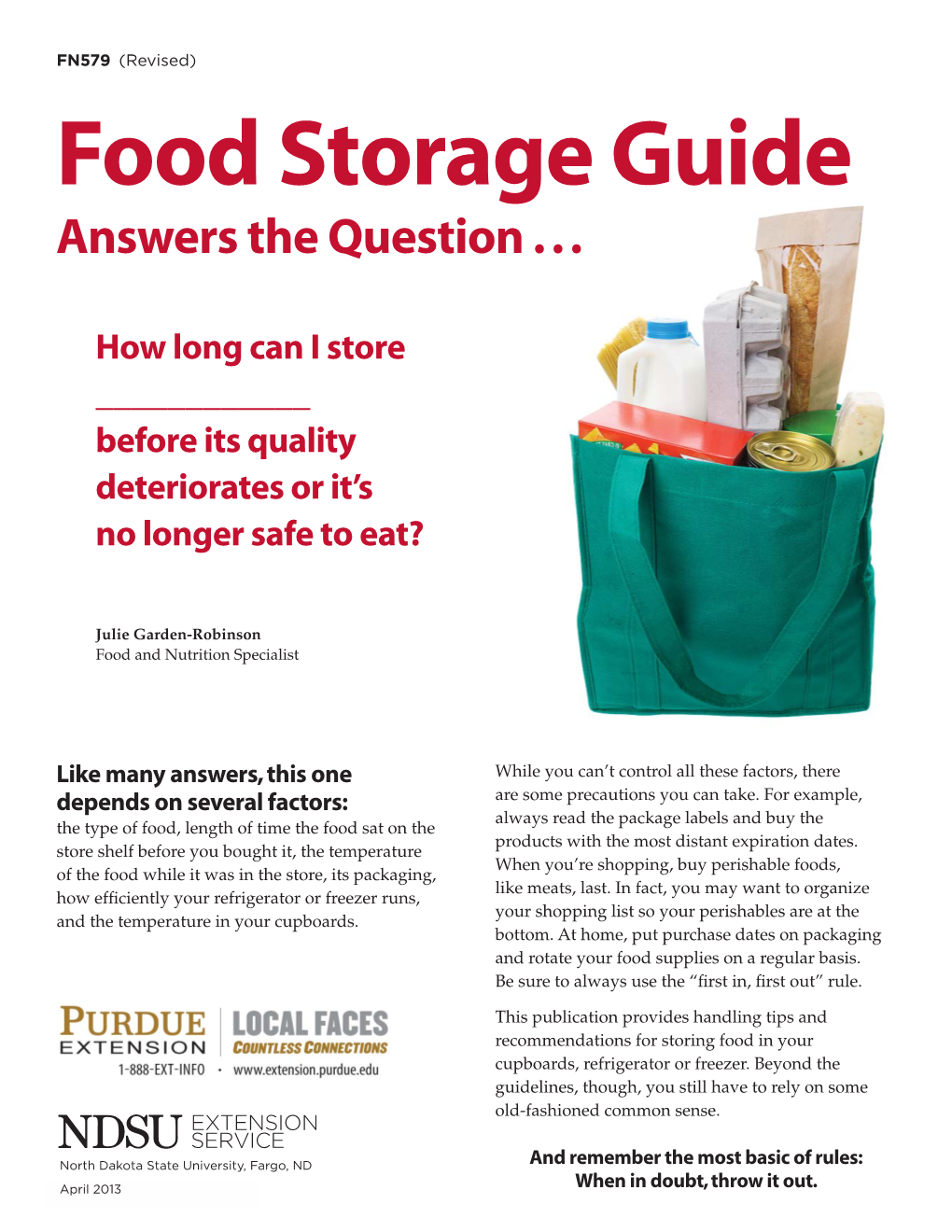 Food Storage Guide Answers the Question