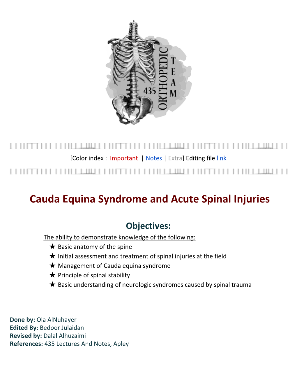 Cauda Equina Syndrome and Acute Spinal Injuries (1)