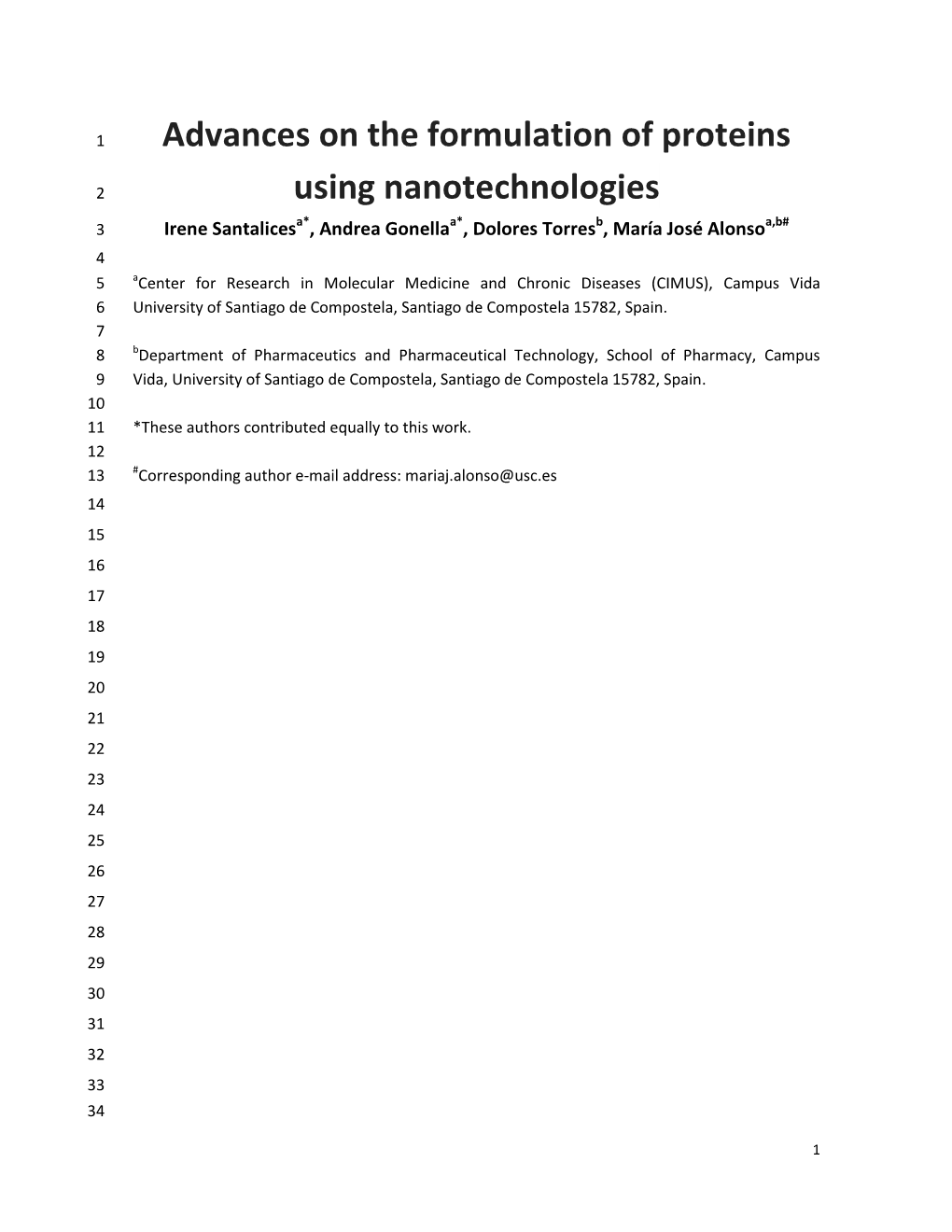 Advances on the Formulation of Proteins Using Nanotechnologies