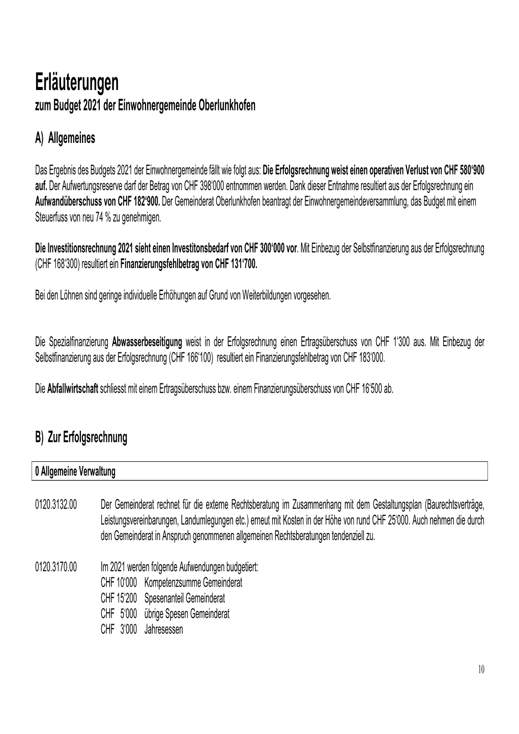 3 Erläuterungen Allgemein Erfolgsrechnung