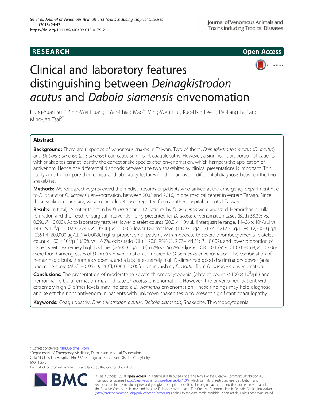 Clinical and Laboratory Features Distinguishing Between