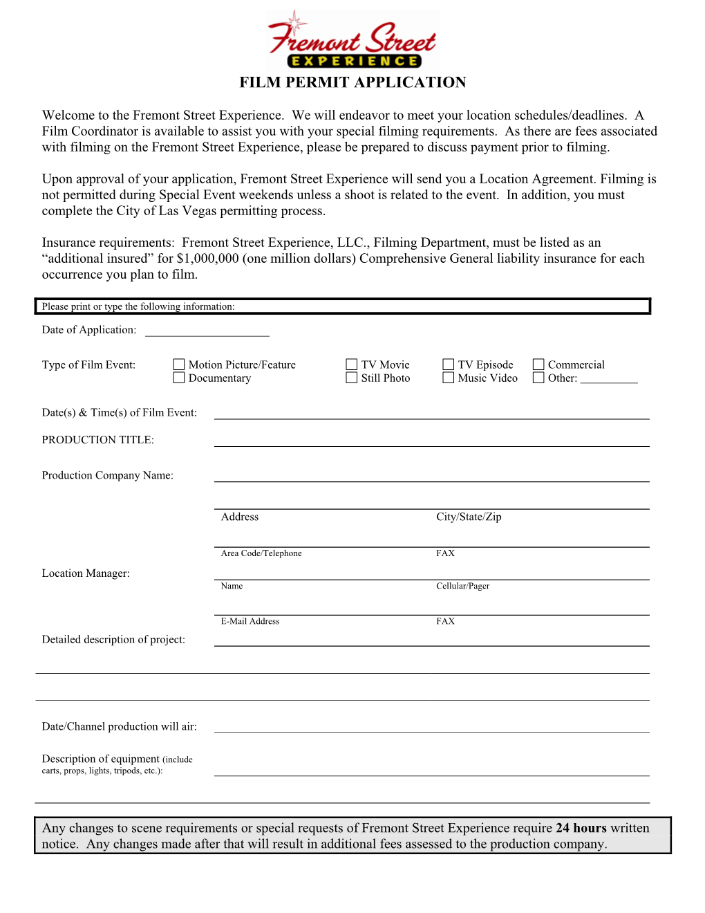 Film Permit Application