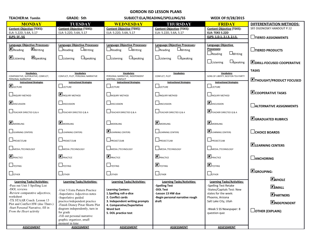 Gordon Isd Lesson Plans s1