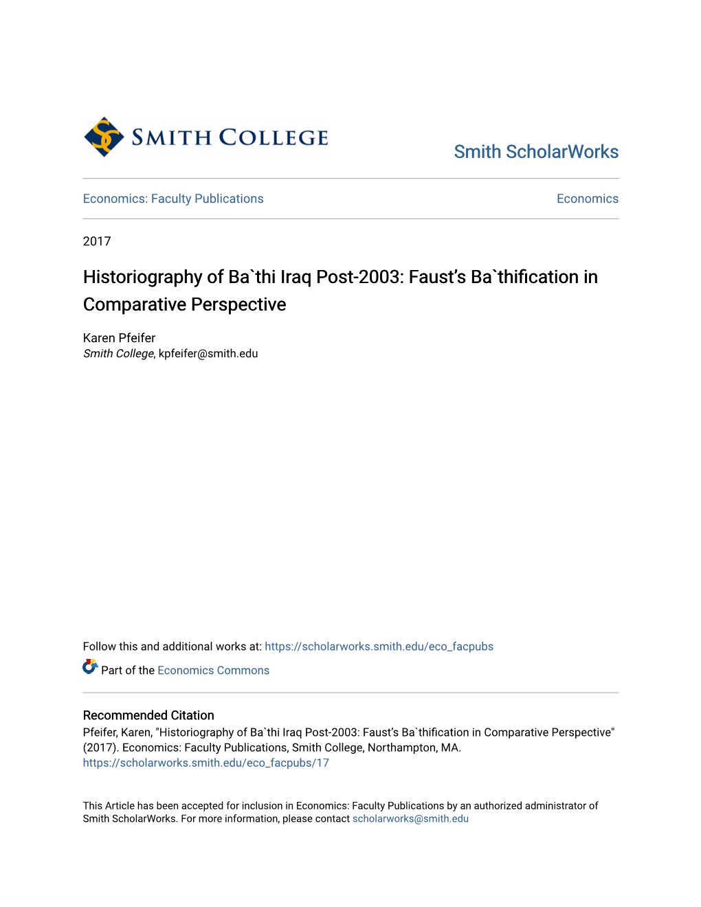 Historiography of Ba'thi Iraq Post-2003: Faustâ•Žs Ba'thification