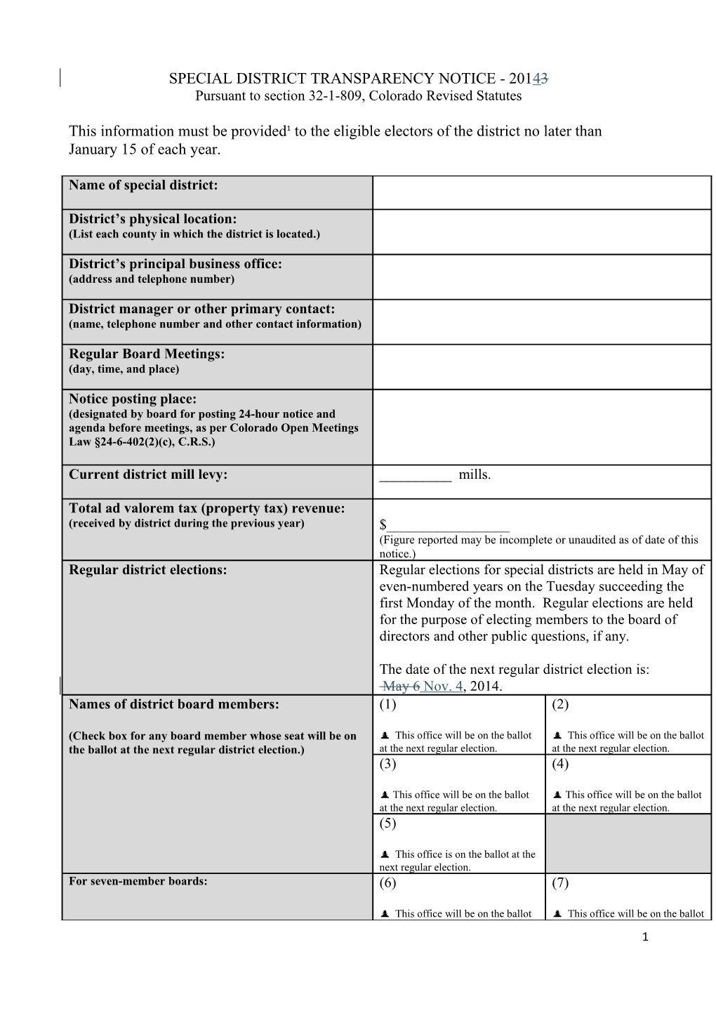 Sample Transparency Notice 2013