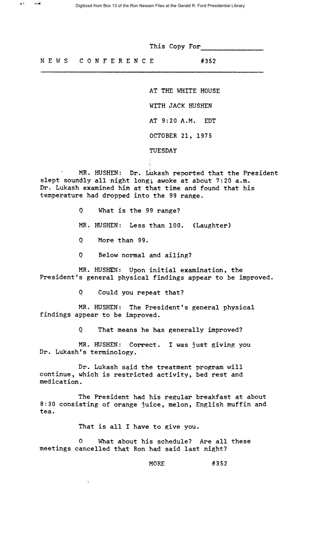 Press Secretary Briefings, 10/21/75