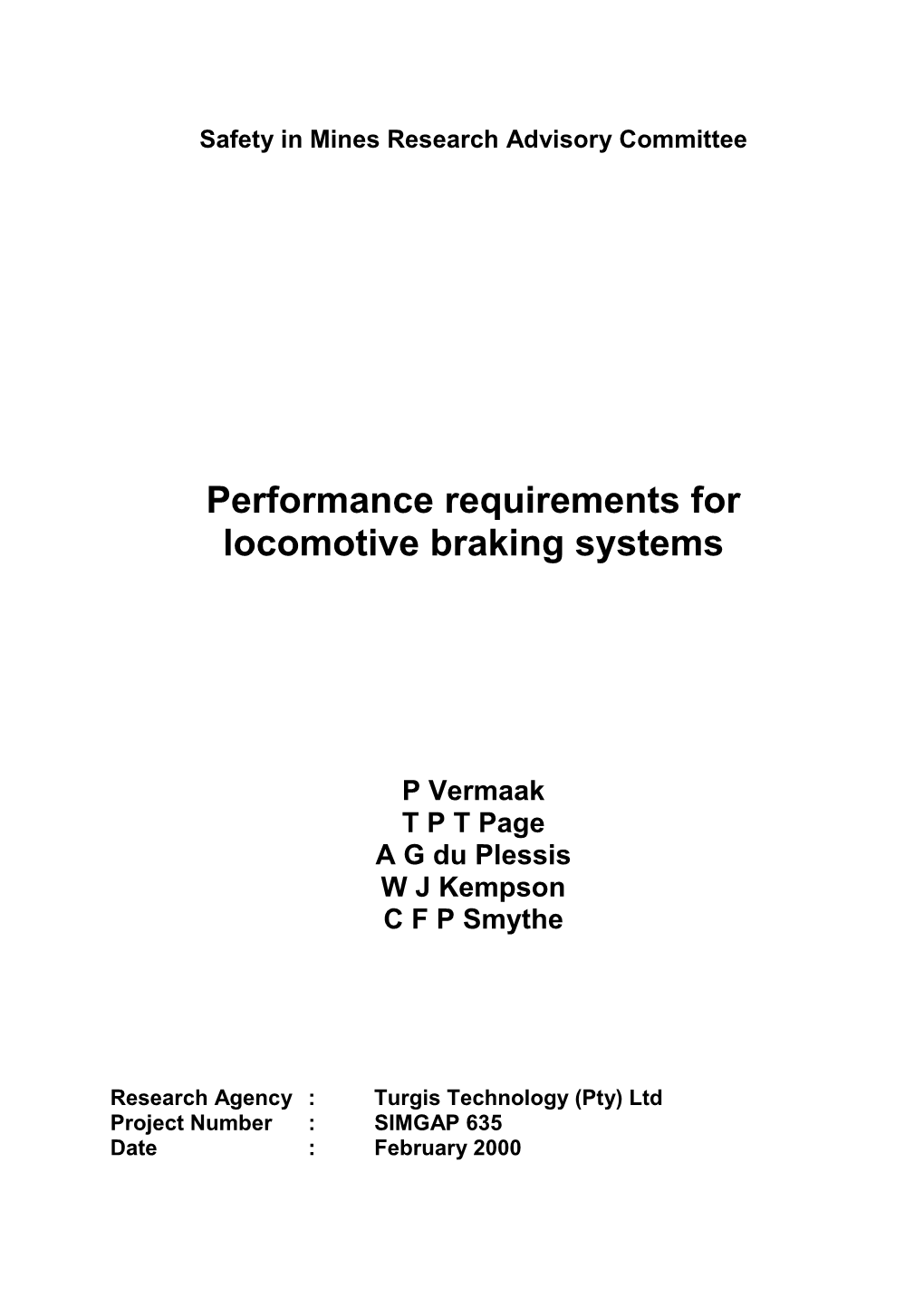 Performance Requirements for Locomotive Braking Systems