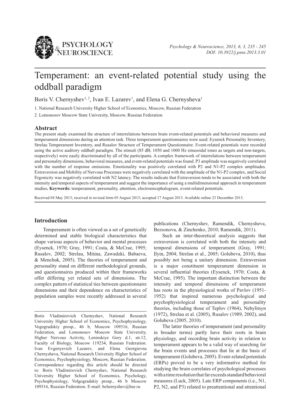 An Event-Related Potential Study Using the Oddball Paradigm Boris V