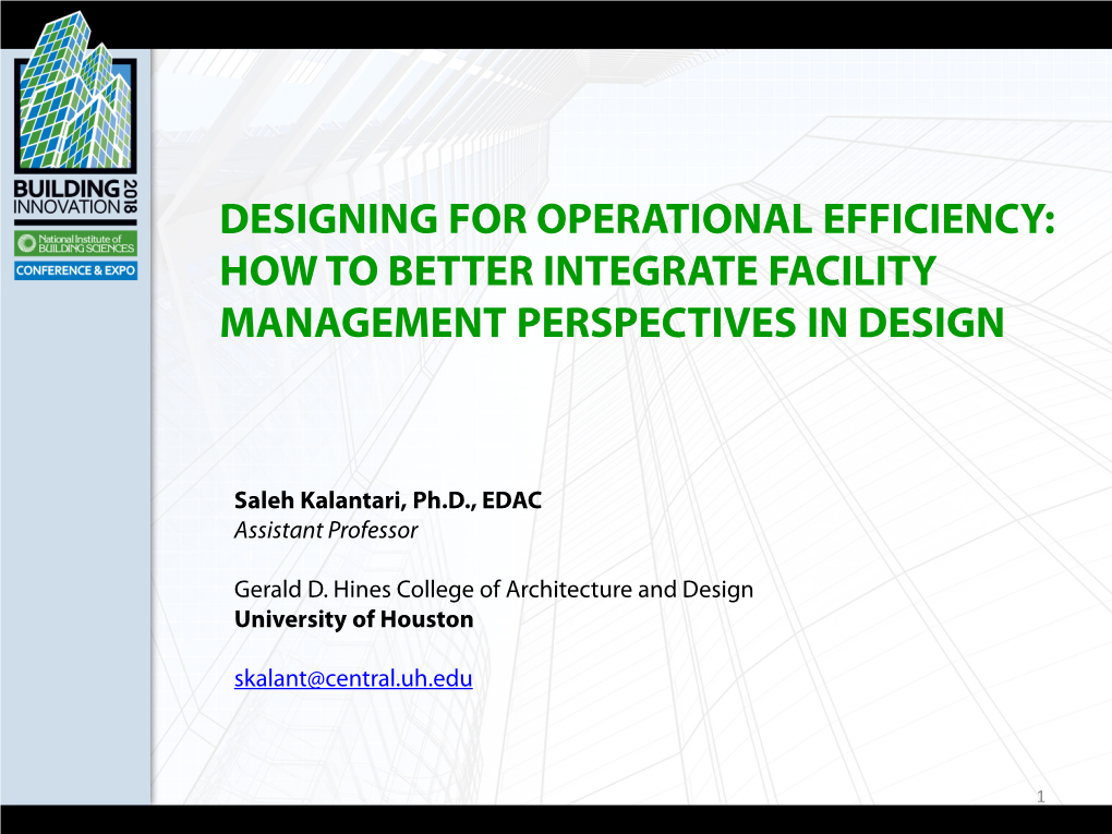 How to Better Integrate Facility Management Perspectives in Design