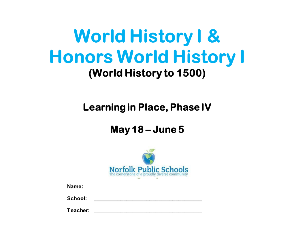 World History I & Honors World History I