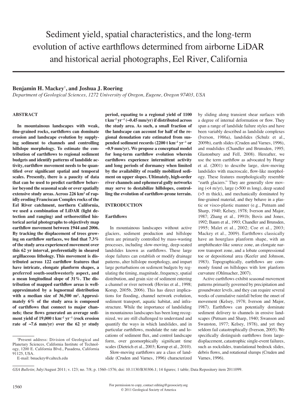 Sediment Yield, Spatial Characteristics, and the Long-Term