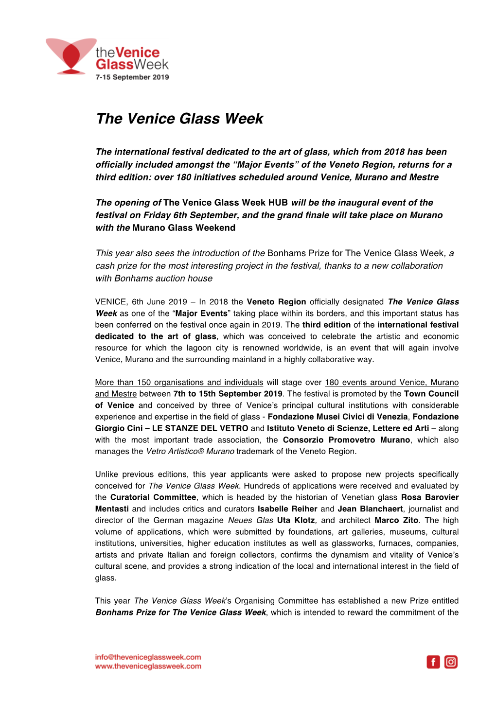 The Venice Glass Week 2019