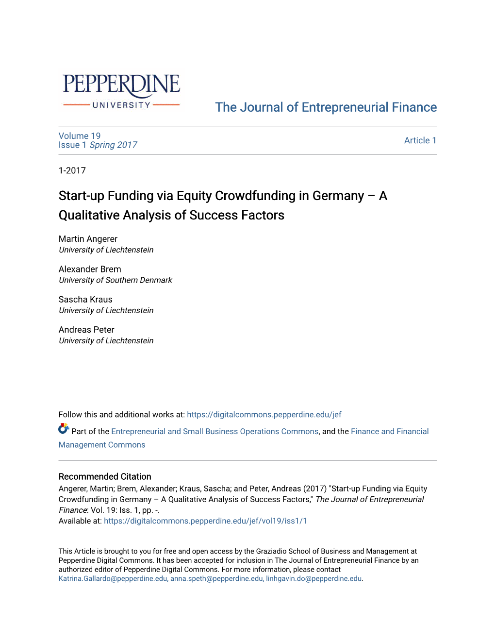 Start-Up Funding Via Equity Crowdfunding in Germany – a Qualitative Analysis of Success Factors