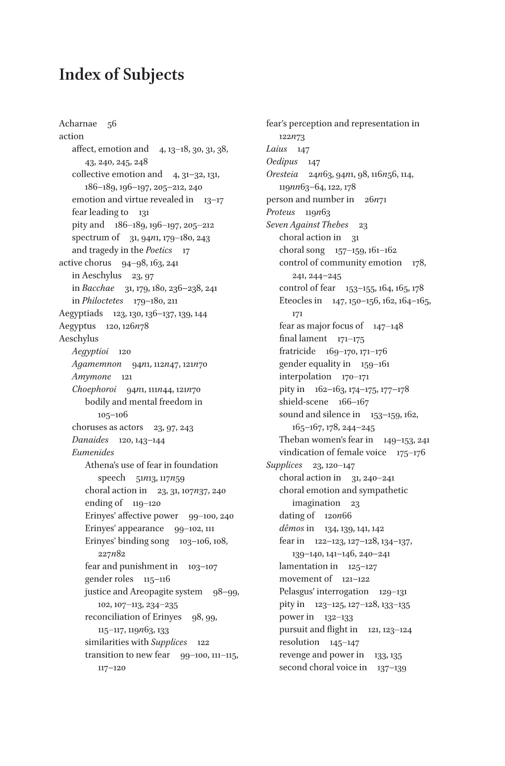 Index of Subjects