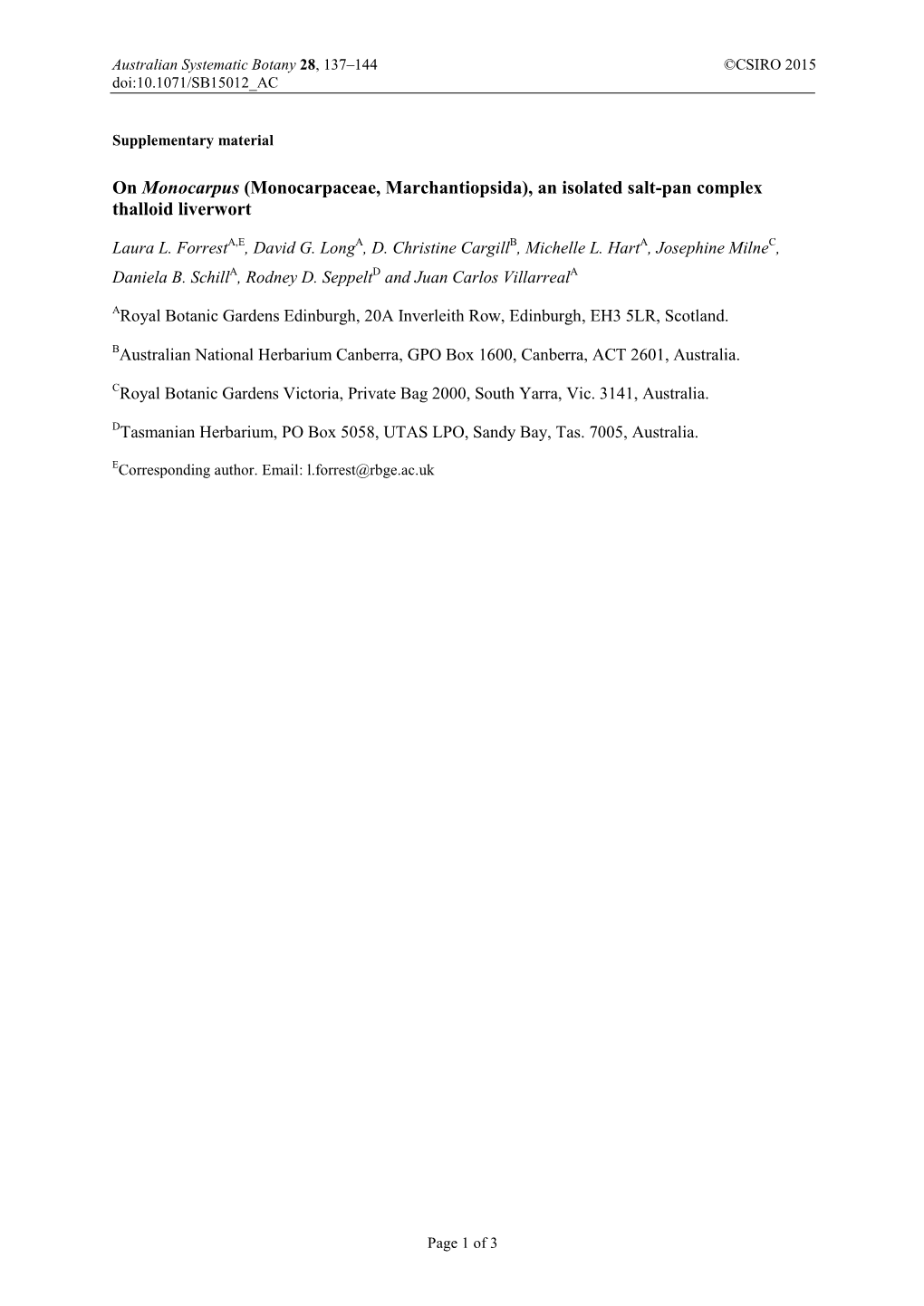 An Isolated Salt-Pan Complex Thalloid Liverwort