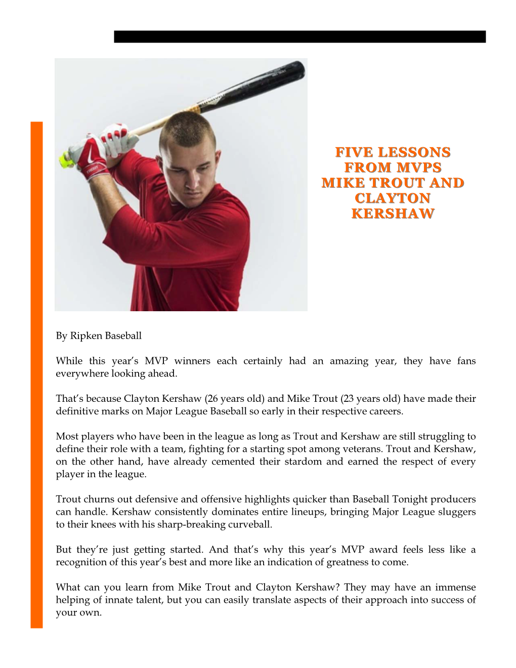 MVP Tips from Ripken Baseball.Pub