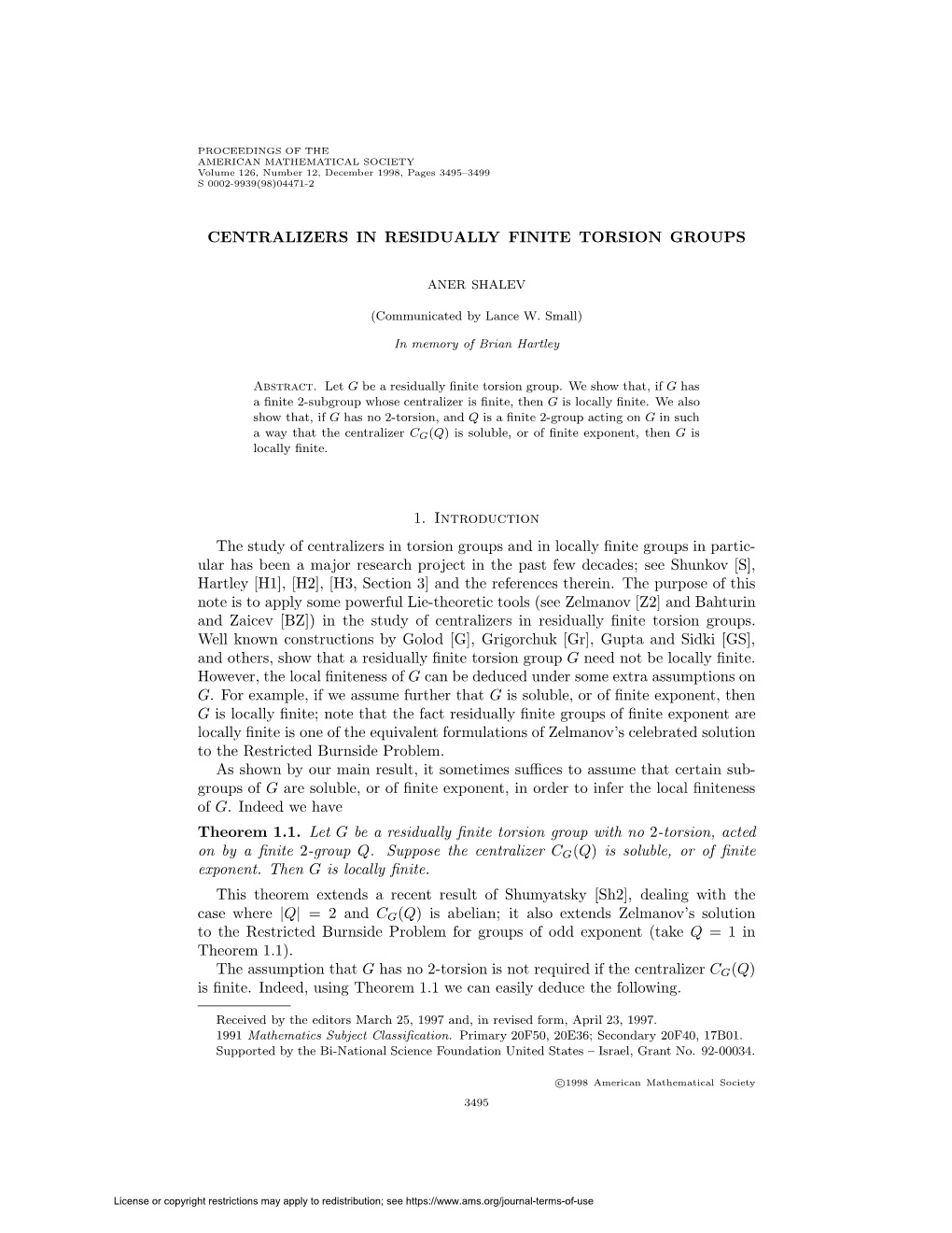 Centralizers in Residually Finite Torsion Groups