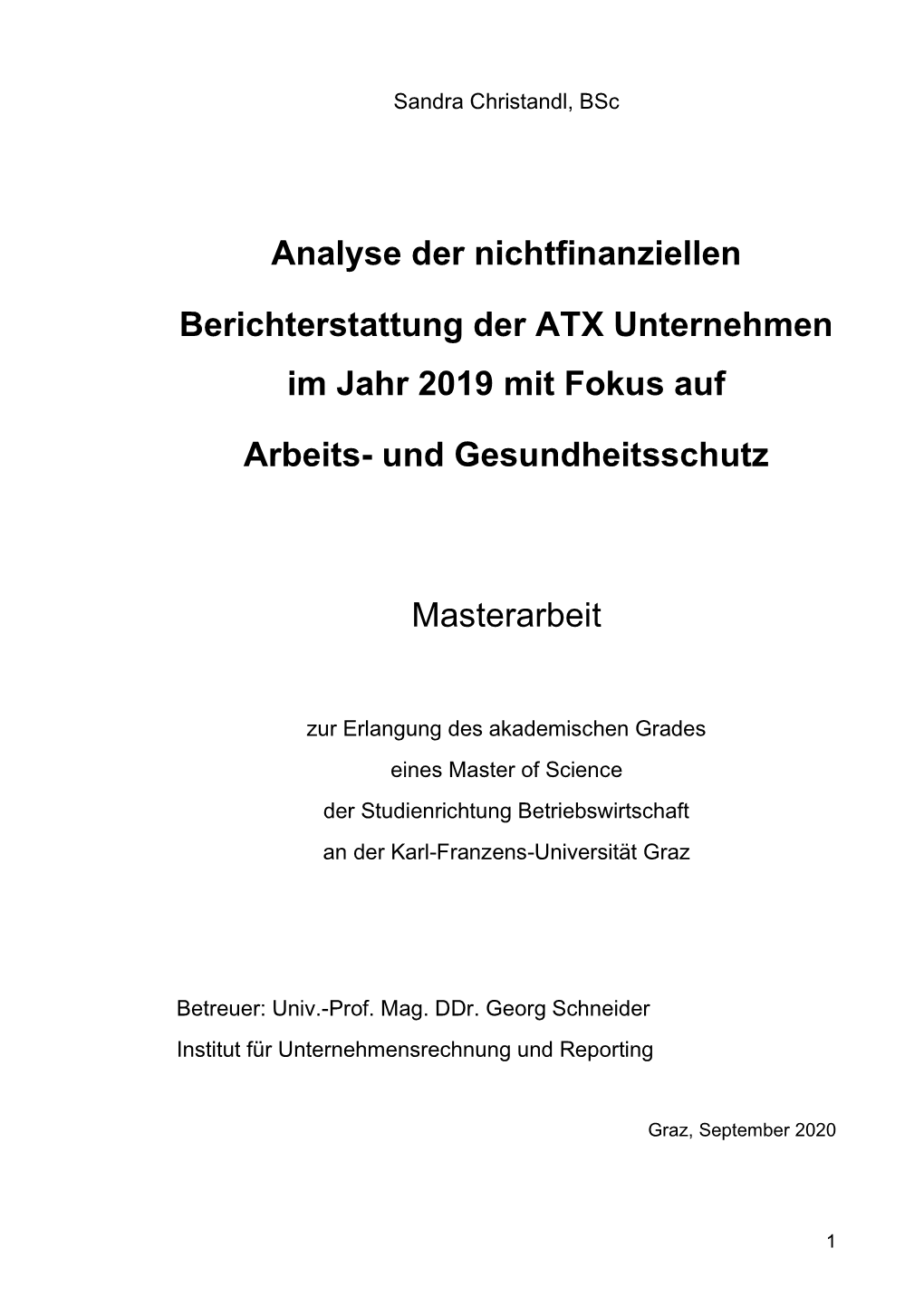 Analyse Der Nichtfinanziellen Berichterstattung Der ATX Unternehmen Im Jahr 2019 Mit Fokus Auf Arbeits