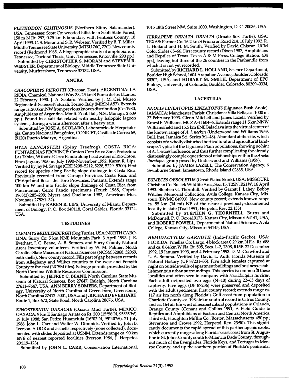 L. A. Somma. Verified by David L. Auth. Florida Museum'of from Alleghany and Wilkes Counties to the West and Forsyth Natural History (UF 87231-35)