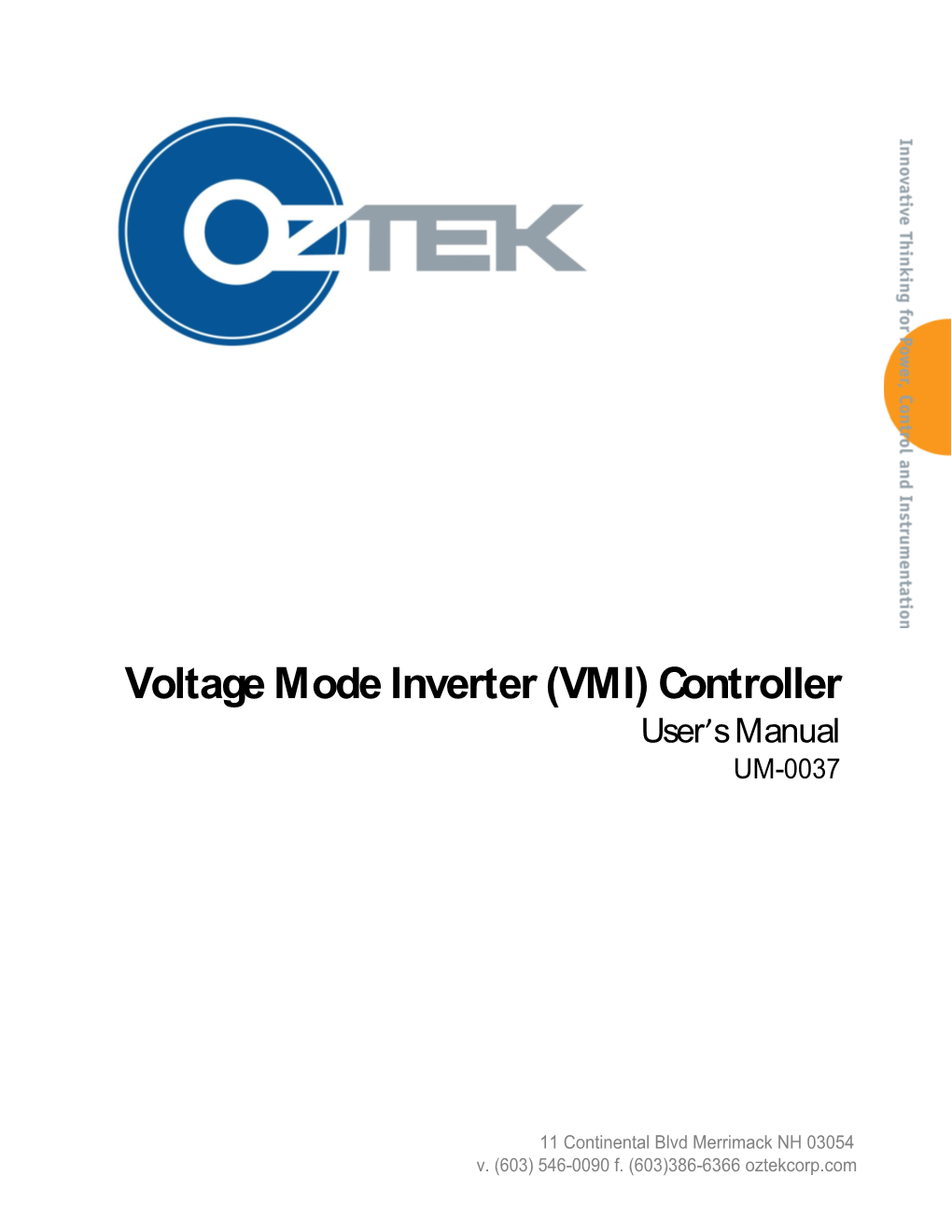 Voltage Mode Inverter (VMI) Controller User S Manual UM-0037
