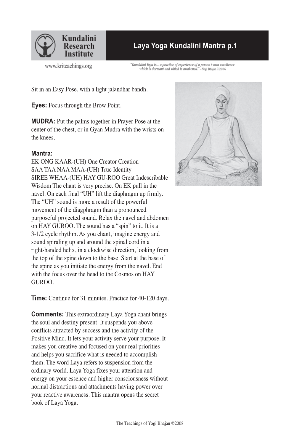 Laya Yoga Kundalini Mantra P.1