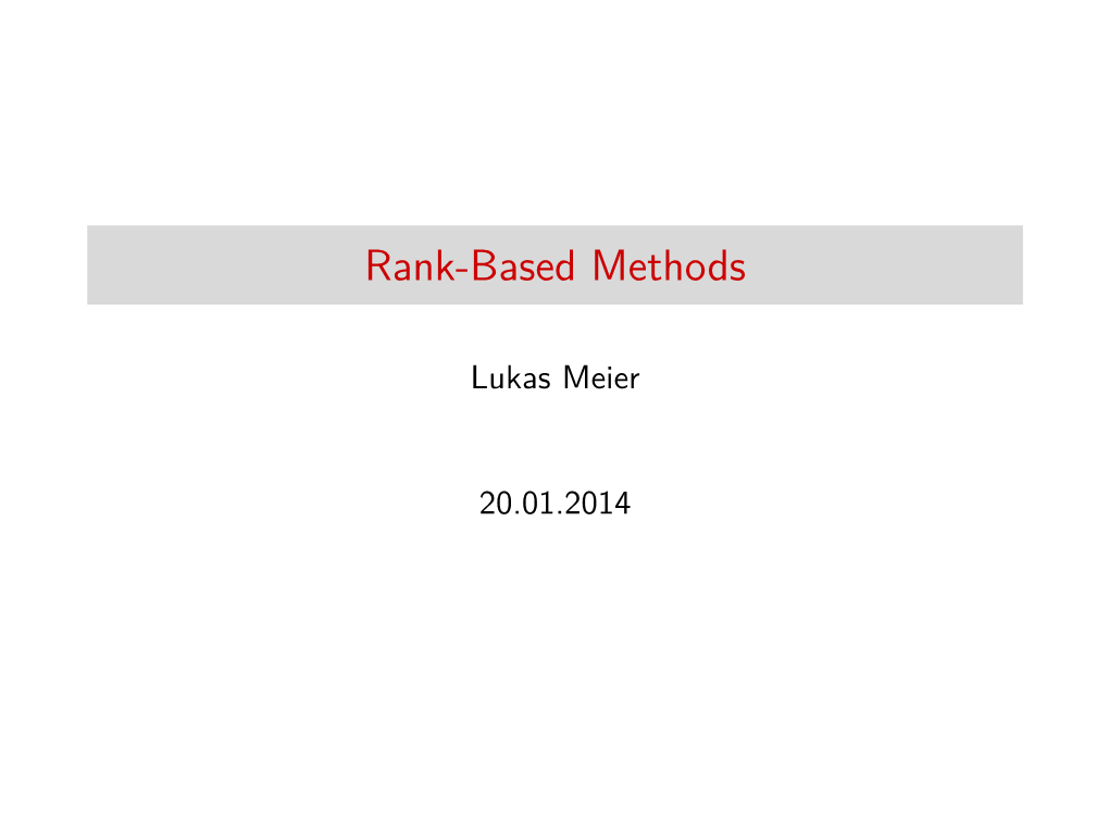 Rank-Based Methods