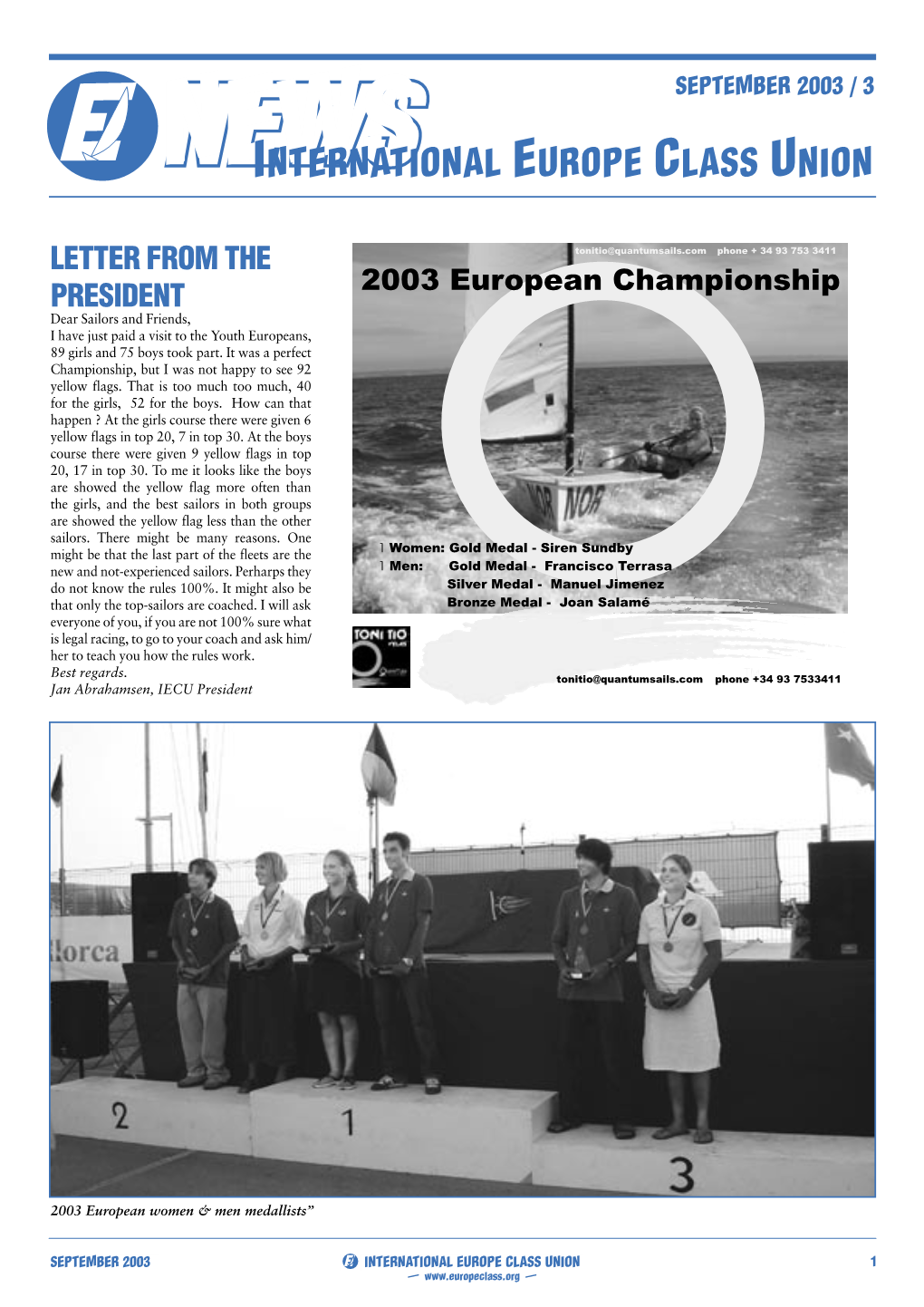 Winnerboats Europe Class Results 2003 � World Champion 2002 - WomenS Fleet