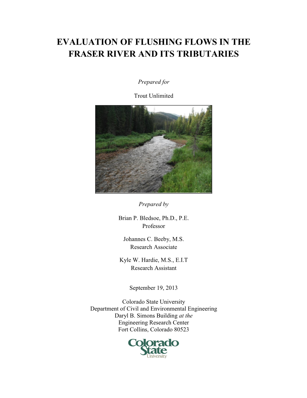 Evaluation of Flushing Flows in the Fraser River and Its Tributaries