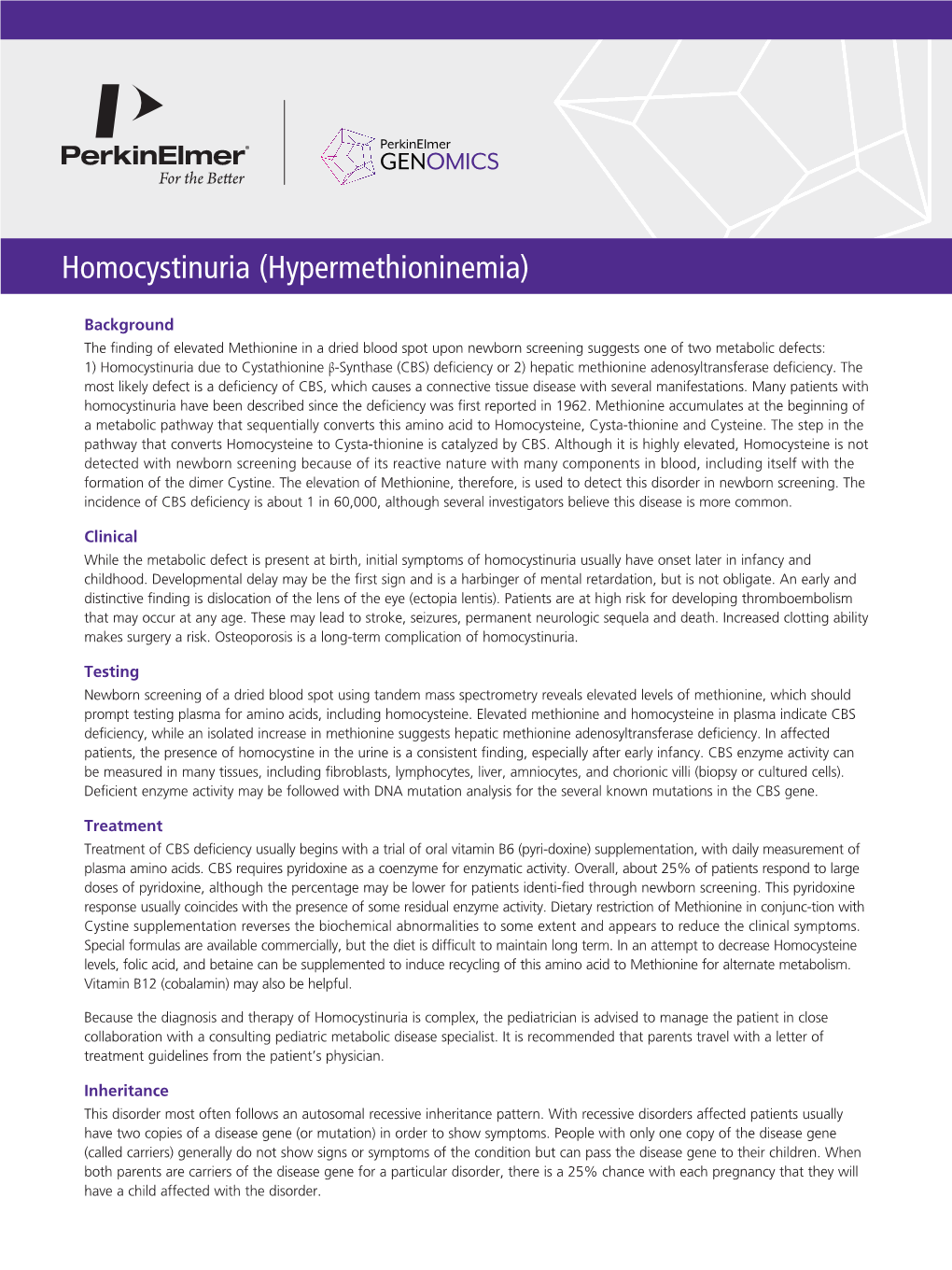 Homocystinuria (Hypermethioninemia)