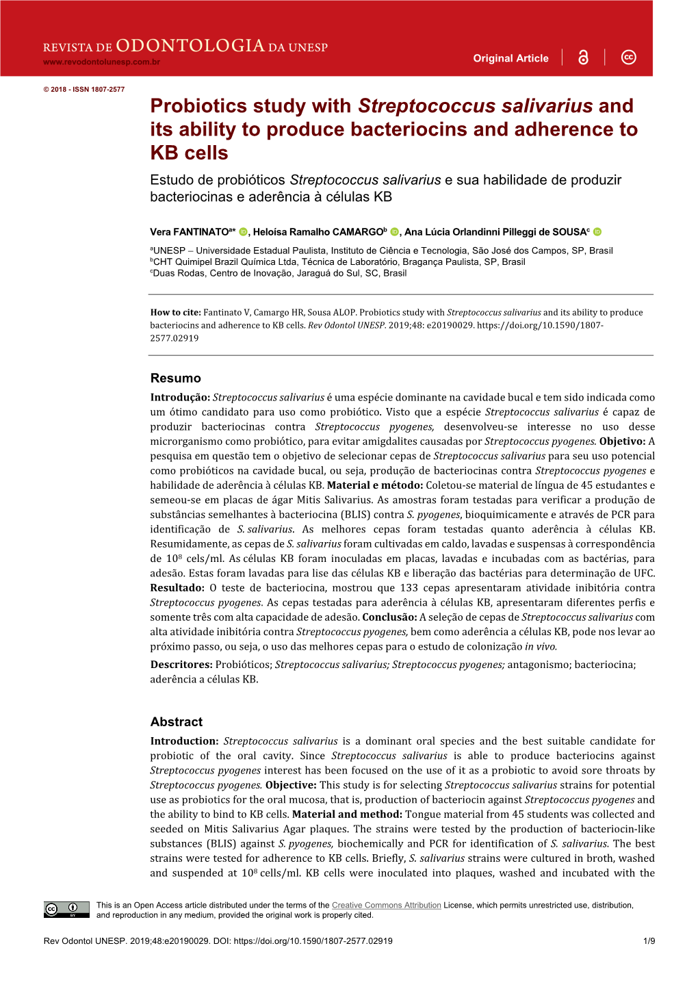 Probiotics Study with Streptococcus Salivarius and Its Ability to Produce