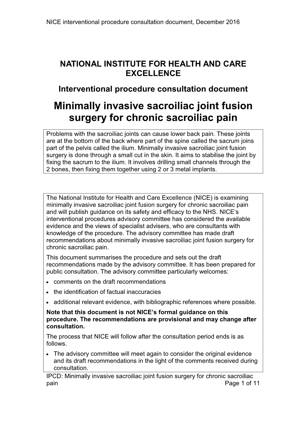 Minimally Invasive Sacroiliac Joint Fusion Surgery for Chronic Sacroiliac Pain