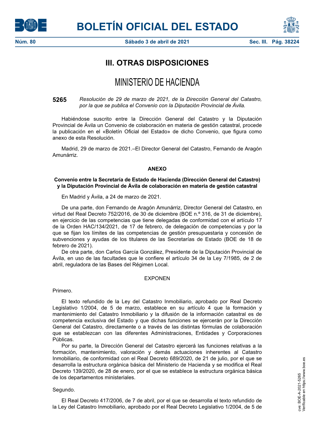 Disposición 5265 Del BOE Núm. 80 De 2021