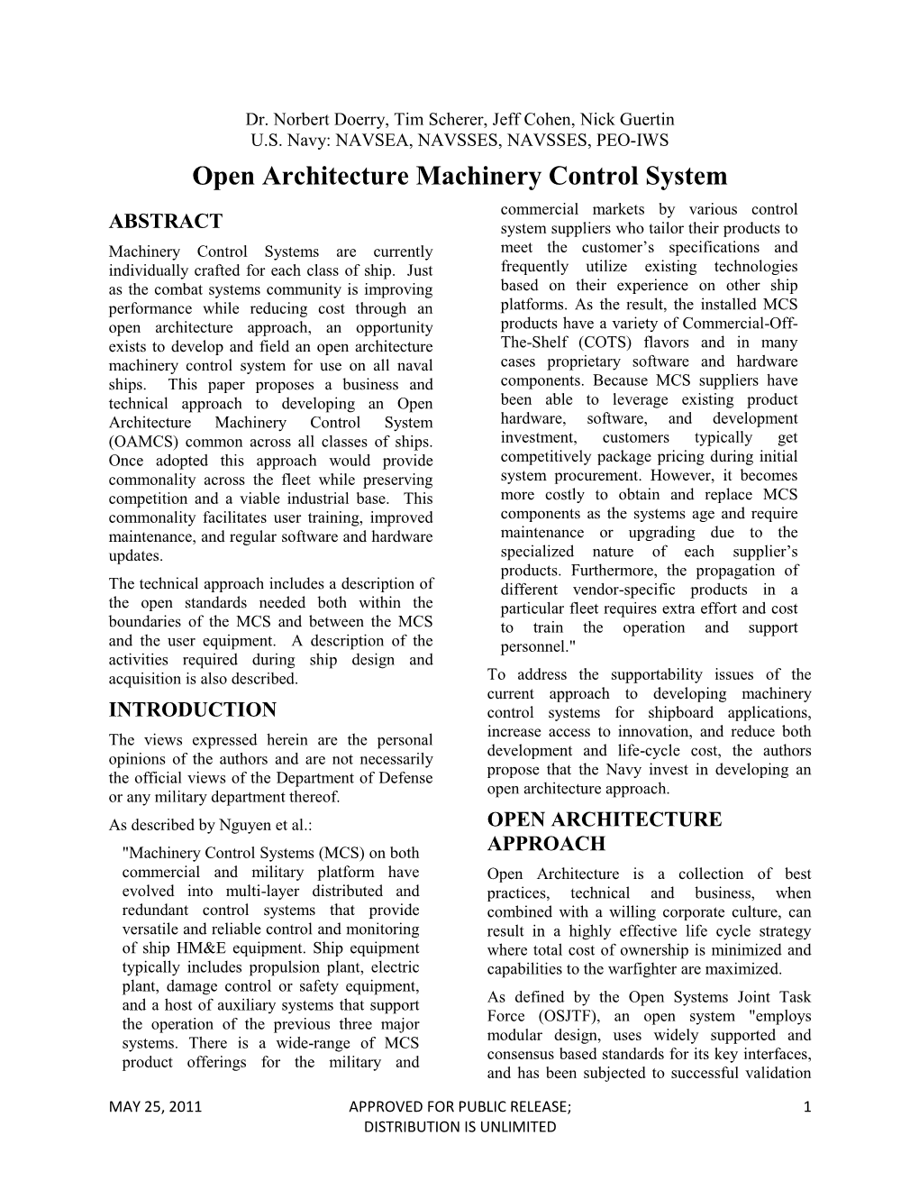 Open Architecture Machinery Control System