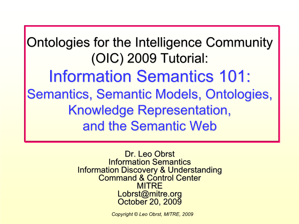 Overview of Ontologies and Semantic