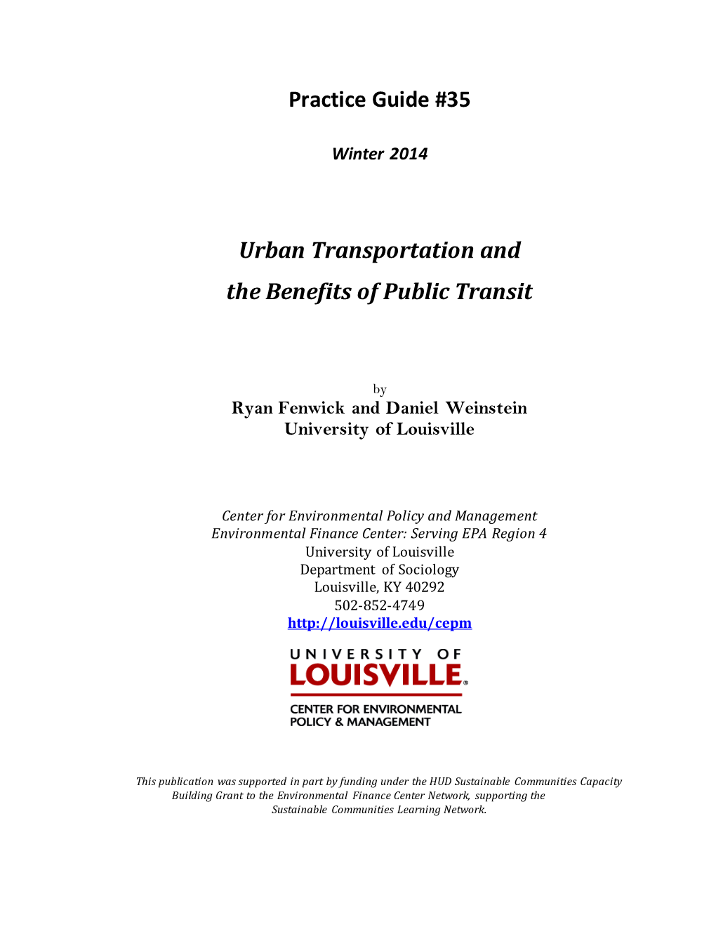 35. Urban Transportation and the Benefits of Public Transit (2014)