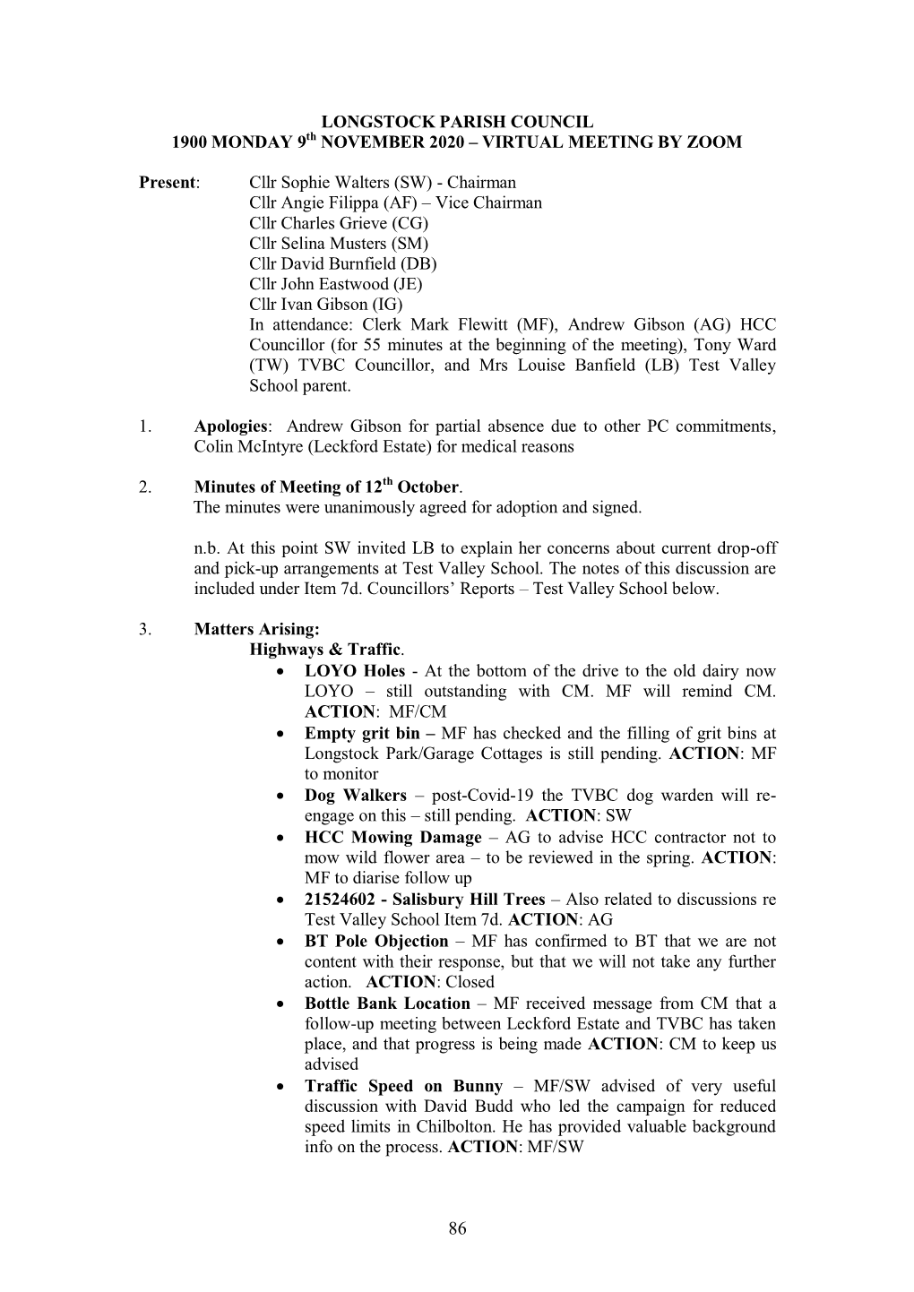 Longstock Parish Council Meeting