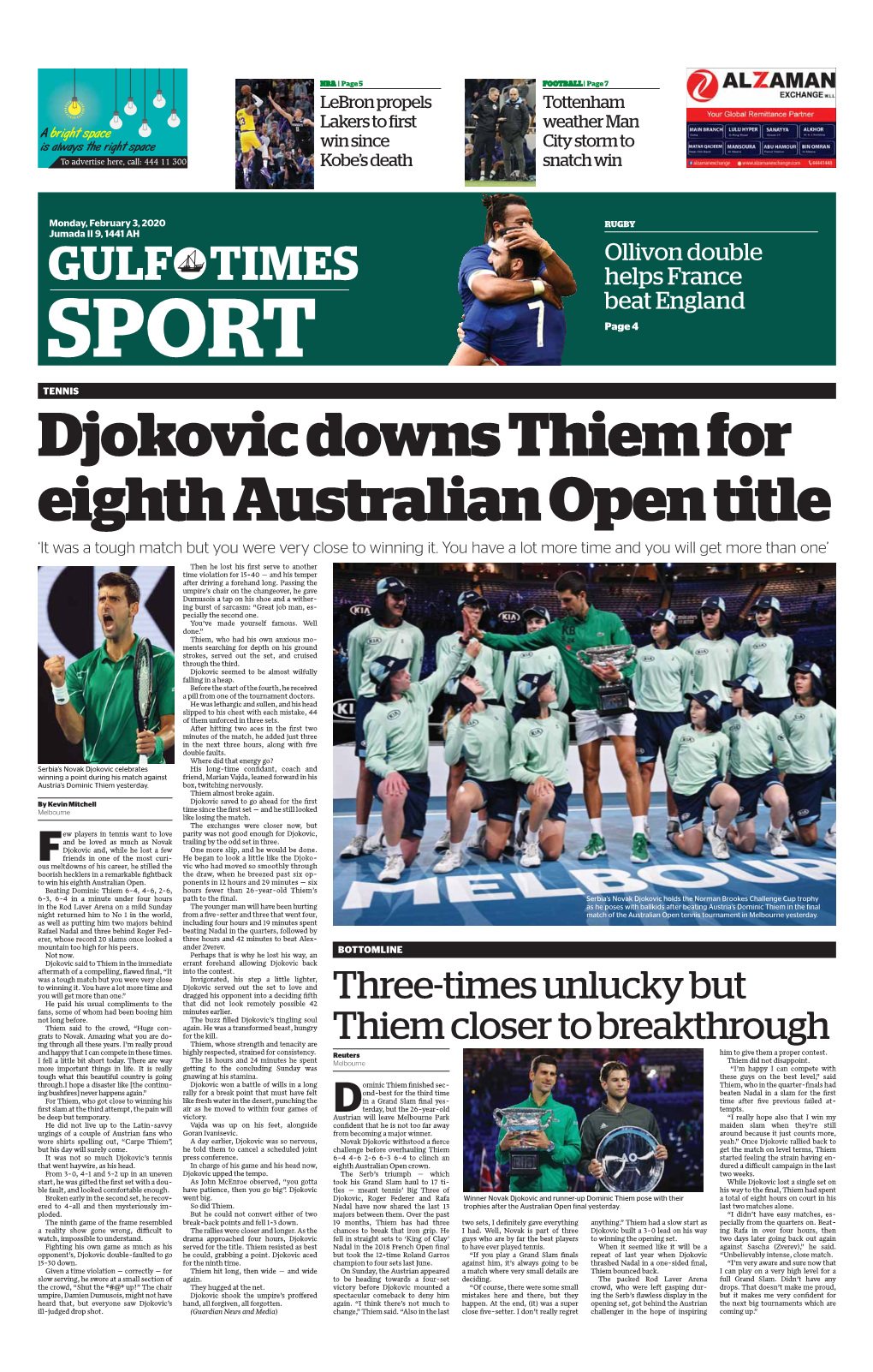 Djokovic Downs Thiem for Eighth Australian Open Title ‘It Was a Tough Match but You Were Very Close to Winning It