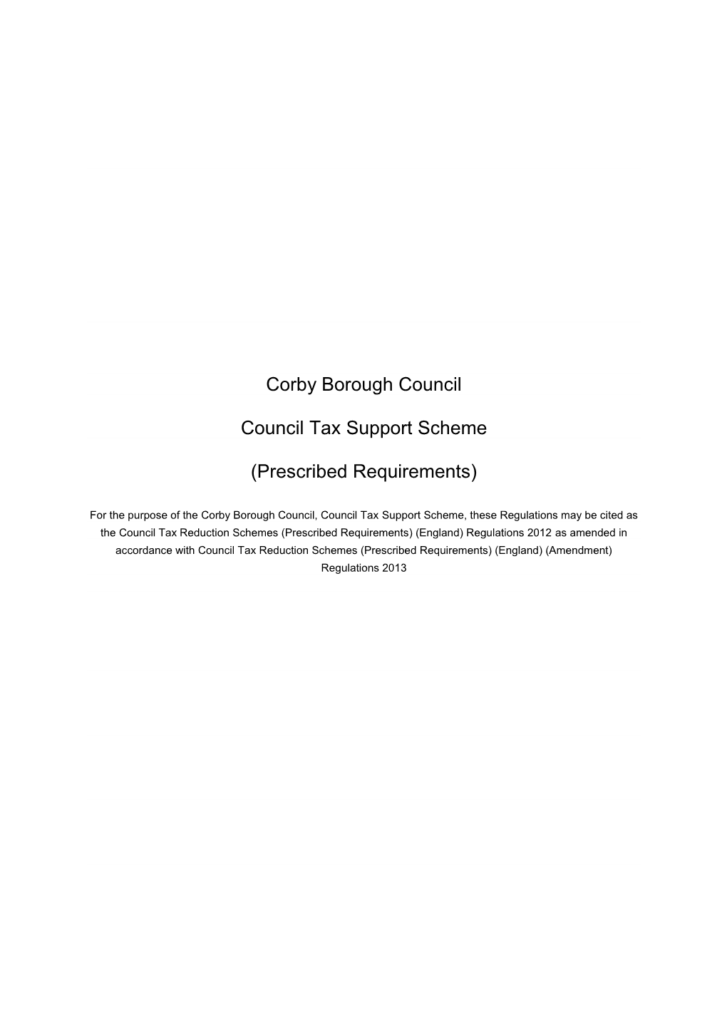 Corby Borough Council Council Tax Support Scheme (Prescribed
