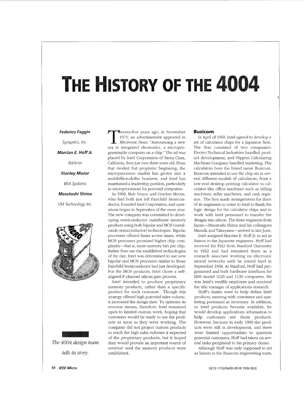 The History of the 4004