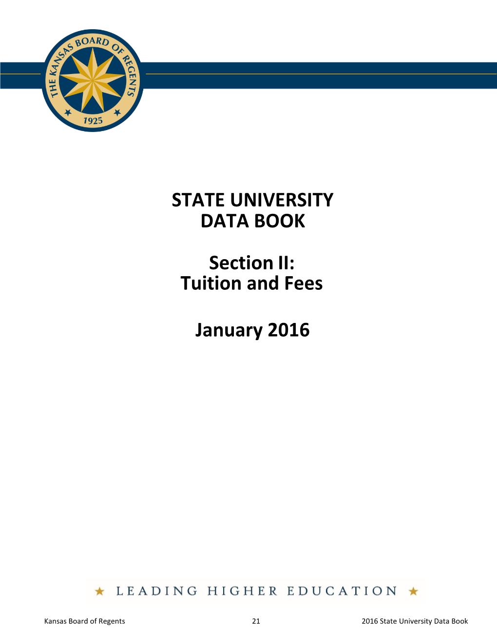 STATE UNIVERSITY DATA BOOK Section II: Tuition and Fees January