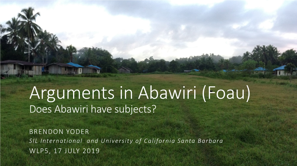 Argument Relations in Abawiri How Abawiri Works Without Them