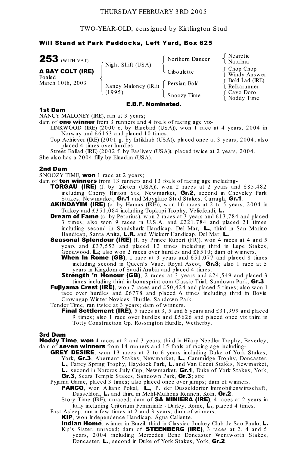 Tattersalls 2005 February Sale